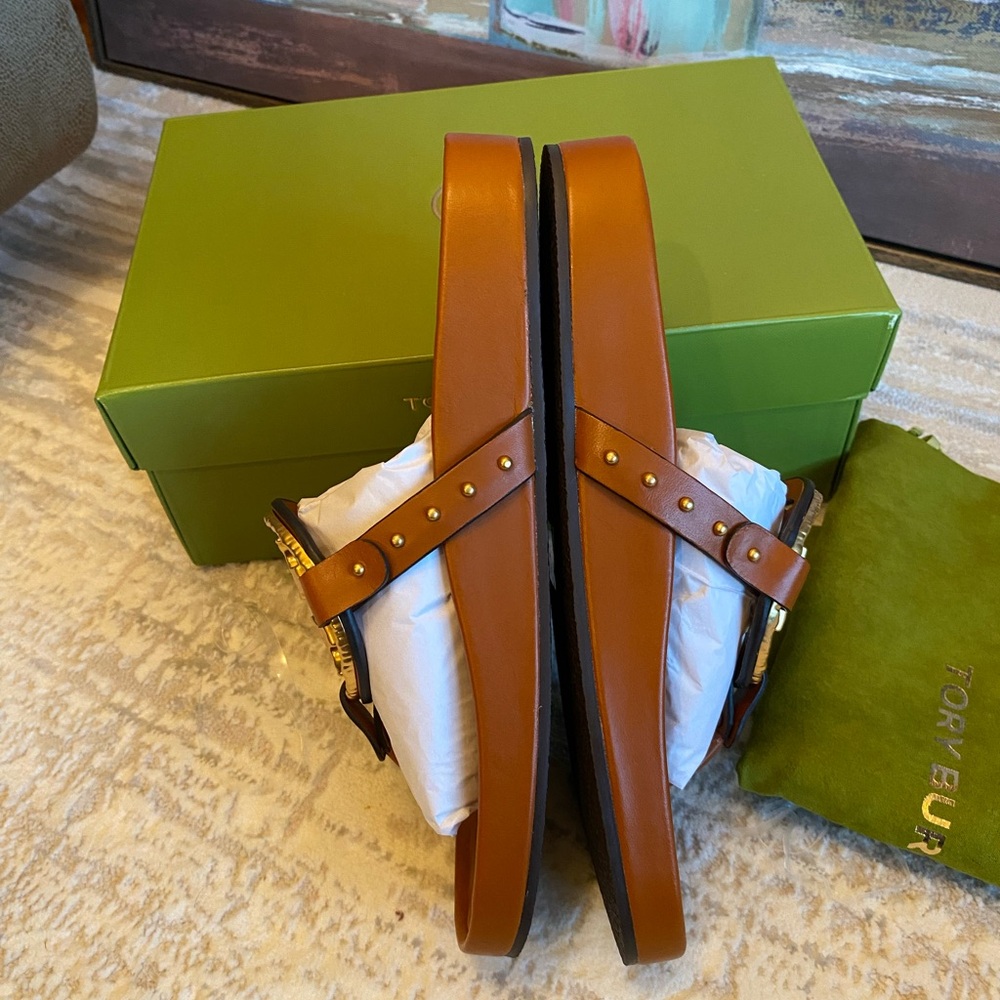 ✨NEW✨ Tory Burch Miller Cloud Vintage Plaque Sandals in Bourbon Miele-Size 7.5 - Picture 3 of 7